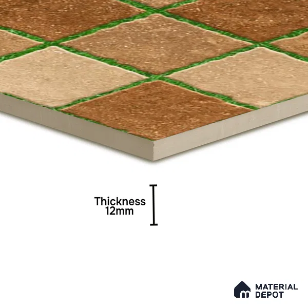Parking Floor Tile TL 00874 Brown & Green | 16 x 16 inch | Anti Skid Matte Finish Heavy Duty Vitrified Tile - 12 mm | Suitable For Outdoor, Terrace, Balcony | Pattern Alignment May Vary | 2-3 mm Spacer is Mandatory