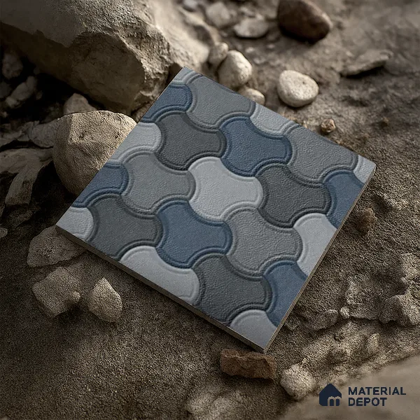 Parking Floor Tile TL 00876 B Smoky Grey | 16 x 16 inch | Anti Skid Matte Finish Heavy Duty Vitrified Tile - 12 mm | Suitable For Outdoor, Terrace, Balcony | Pattern Alignment May Vary | 2-3 mm Spacer is Mandatory