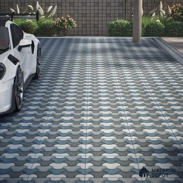Parking Floor Tile TL 00876 B Smoky Grey | 16 x 16 inch | Anti Skid Matte Finish Heavy Duty Vitrified Tile - 12 mm | Suitable For Outdoor, Terrace, Balcony | Pattern Alignment May Vary | 2-3 mm Spacer is Mandatory