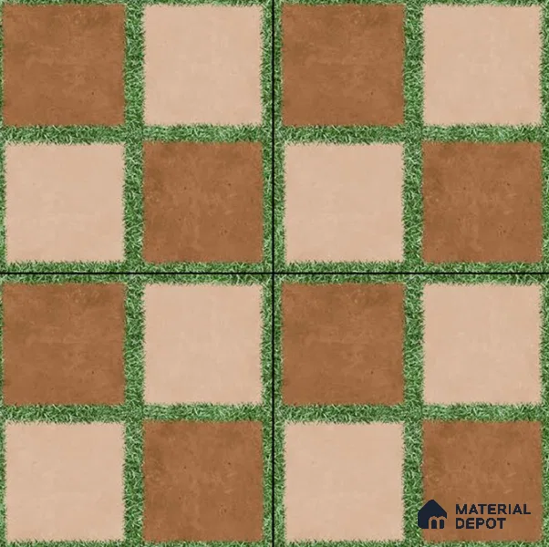 Parking Floor Tile TL 00871 C Brown & Beige | 16 x 16 inch | Anti Skid Matte Finish Heavy Duty Vitrified Tile - 12 mm | Suitable For Outdoor, Terrace, Balcony | Pattern Alignment May Vary | 2-3 mm Spacer is Mandatory