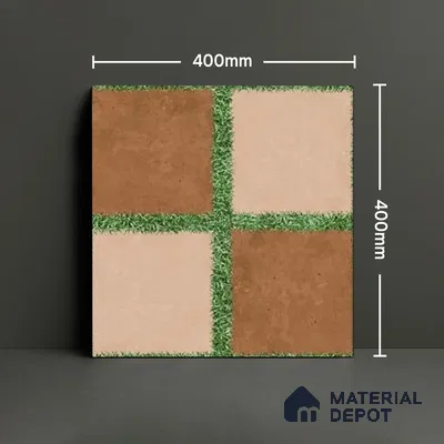 Parking Floor Tile TL 00871 C Brown & Beige | 16 x 16 inch | Anti Skid Matte Finish Heavy Duty Vitrified Tile - 12 mm | Suitable For Outdoor, Terrace, Balcony | Pattern Alignment May Vary | 2-3 mm Spacer is Mandatory