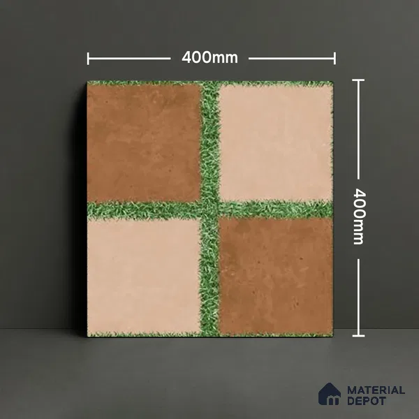 Parking Floor Tile TL 00871 C Brown & Beige | 16 x 16 inch | Anti Skid Matte Finish Heavy Duty Vitrified Tile - 12 mm | Suitable For Outdoor, Terrace, Balcony | Pattern Alignment May Vary | 2-3 mm Spacer is Mandatory