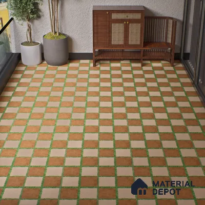 Parking Floor Tile TL 00871 C Brown & Beige | 16 x 16 inch | Anti Skid Matte Finish Heavy Duty Vitrified Tile - 12 mm | Suitable For Outdoor, Terrace, Balcony | Pattern Alignment May Vary | 2-3 mm Spacer is Mandatory