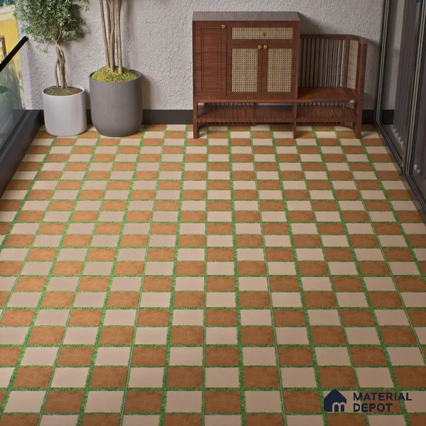 Parking Floor Tile TL 00871 C Brown & Beige | 16 x 16 inch | Anti Skid Matte Finish Heavy Duty Vitrified Tile - 12 mm | Suitable For Outdoor, Terrace, Balcony | Pattern Alignment May Vary | 2-3 mm Spacer is Mandatory