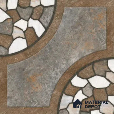 Parking Floor Tile TL 00870 B Grey & Brown | 16 x 16 inch | Anti Skid Matte Finish Heavy Duty Vitrified Tile - 12 mm | Suitable For Outdoor, Terrace, Balcony | Pattern Alignment May Vary | 2-3 mm Spacer is Mandatory