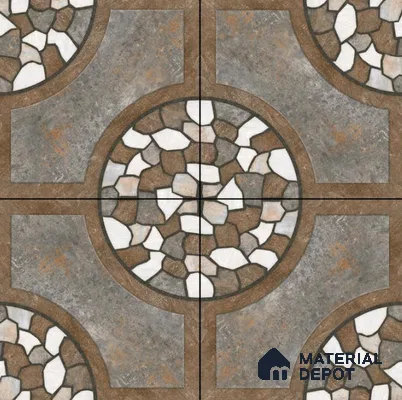 Parking Floor Tile TL 00870 B Grey & Brown | 16 x 16 inch | Anti Skid Matte Finish Heavy Duty Vitrified Tile - 12 mm | Suitable For Outdoor, Terrace, Balcony | Pattern Alignment May Vary | 2-3 mm Spacer is Mandatory