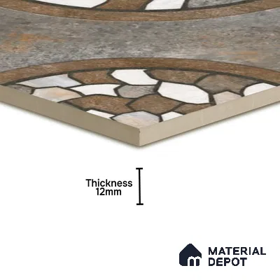 Parking Floor Tile TL 00870 B Grey & Brown | 16 x 16 inch | Anti Skid Matte Finish Heavy Duty Vitrified Tile - 12 mm | Suitable For Outdoor, Terrace, Balcony | Pattern Alignment May Vary | 2-3 mm Spacer is Mandatory