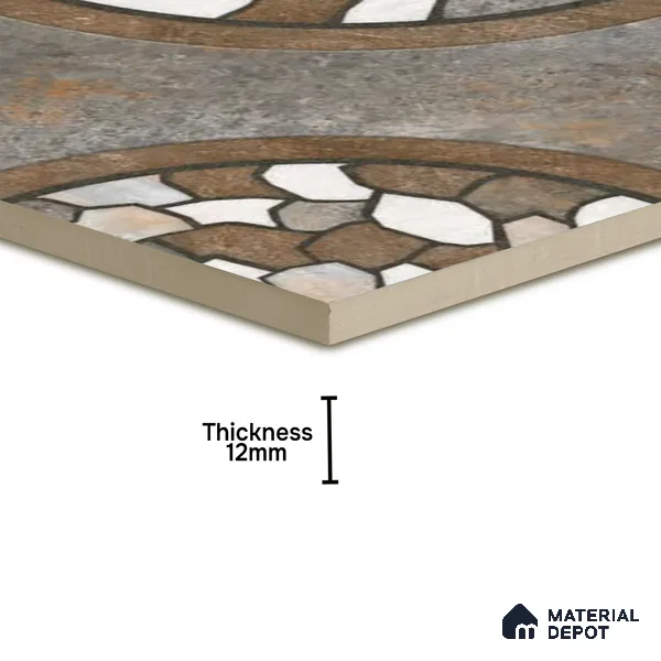 Parking Floor Tile TL 00870 B Grey & Brown | 16 x 16 inch | Anti Skid Matte Finish Heavy Duty Vitrified Tile - 12 mm | Suitable For Outdoor, Terrace, Balcony | Pattern Alignment May Vary | 2-3 mm Spacer is Mandatory