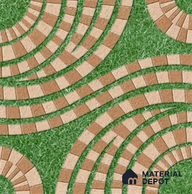 Parking Floor Tile TL 00870 A Green & Brown | 16 x 16 inch | Anti Skid Matte Finish Heavy Duty Vitrified Tile - 12 mm | Suitable For Outdoor, Terrace, Balcony | Pattern Alignment May Vary | 2-3 mm Spacer is Mandatory