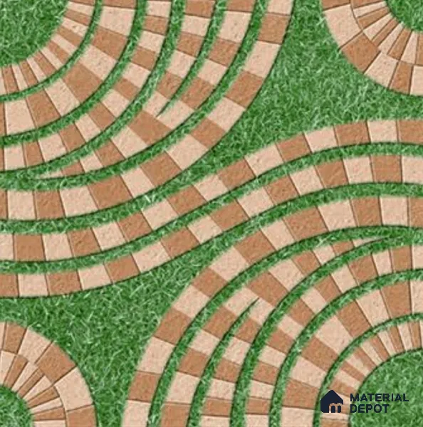 Parking Floor Tile TL 00870 A Green & Brown | 16 x 16 inch | Anti Skid Matte Finish Heavy Duty Vitrified Tile - 12 mm | Suitable For Outdoor, Terrace, Balcony | Pattern Alignment May Vary | 2-3 mm Spacer is Mandatory