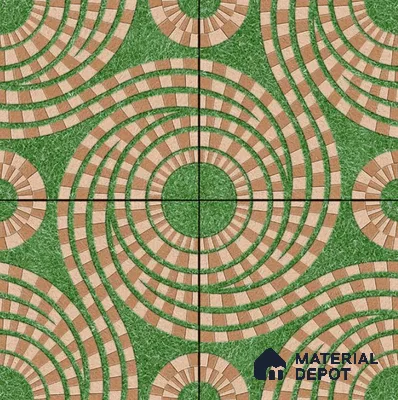 Parking Floor Tile TL 00870 A Green & Brown | 16 x 16 inch | Anti Skid Matte Finish Heavy Duty Vitrified Tile - 12 mm | Suitable For Outdoor, Terrace, Balcony | Pattern Alignment May Vary | 2-3 mm Spacer is Mandatory