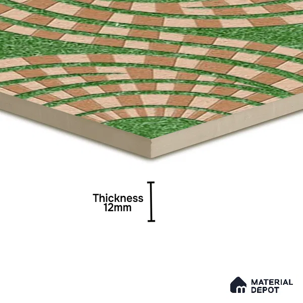 Parking Floor Tile TL 00870 A Green & Brown | 16 x 16 inch | Anti Skid Matte Finish Heavy Duty Vitrified Tile - 12 mm | Suitable For Outdoor, Terrace, Balcony | Pattern Alignment May Vary | 2-3 mm Spacer is Mandatory