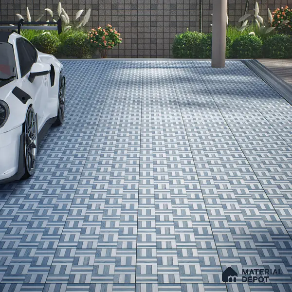 Parking Floor Tile TL 00879 B Foggy Grey | 16 x 16 inch | Anti Skid Matte Finish Heavy Duty Vitrified Tile - 12 mm | Suitable For High Traffic Areas, Terrace, Balcony | Pattern Alignment May Vary | 2-3 mm Spacer is Mandatory