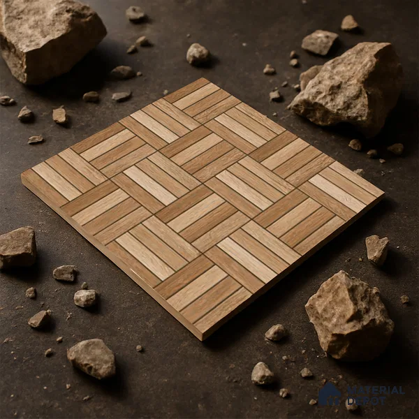 Parking Floor Tile TL 00879 A Oragnic Brown | 16 x 16 inch | Anti Skid Matte Finish Heavy Duty Vitrified Tile - 12 mm | Suitable For High Traffic Areas, Terrace, Balcony | Pattern Alignment May Vary | 2-3 mm Spacer is Mandatory