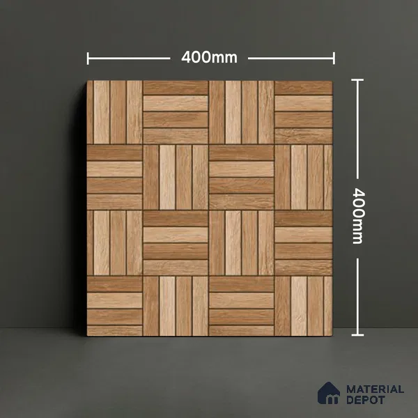 Parking Floor Tile TL 00879 A Oragnic Brown | 16 x 16 inch | Anti Skid Matte Finish Heavy Duty Vitrified Tile - 12 mm | Suitable For High Traffic Areas, Terrace, Balcony | Pattern Alignment May Vary | 2-3 mm Spacer is Mandatory