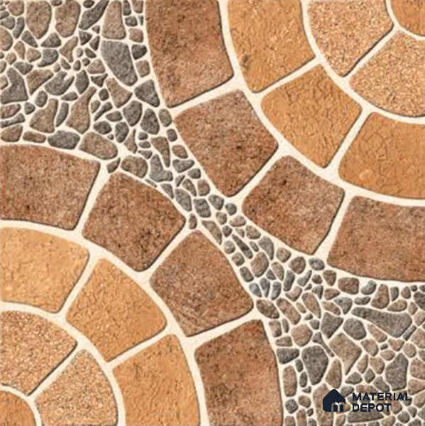 Parking Floor Tile TL 00877 B Earth Brown | 16 x 16 inch | Anti Skid Matte Finish Heavy Duty Vitrified Tile - 12 mm | Suitable For Outdoor, Terrace, Balcony | Pattern Alignment May Vary | 2-3 mm Spacer is Mandatory