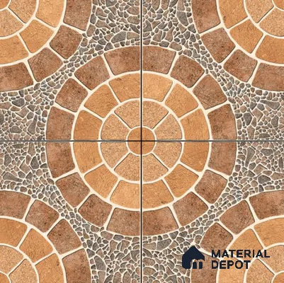 Parking Floor Tile TL 00877 B Earth Brown | 16 x 16 inch | Anti Skid Matte Finish Heavy Duty Vitrified Tile - 12 mm | Suitable For Outdoor, Terrace, Balcony | Pattern Alignment May Vary | 2-3 mm Spacer is Mandatory