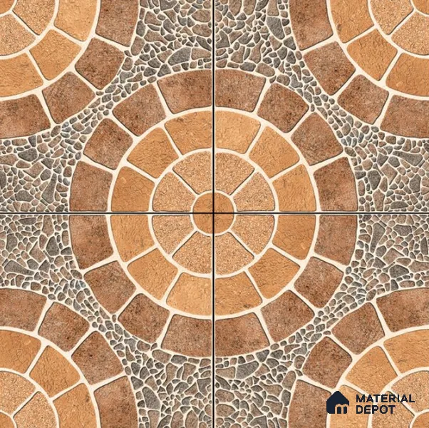 Parking Floor Tile TL 00877 B Earth Brown | 16 x 16 inch | Anti Skid Matte Finish Heavy Duty Vitrified Tile - 12 mm | Suitable For Outdoor, Terrace, Balcony | Pattern Alignment May Vary | 2-3 mm Spacer is Mandatory