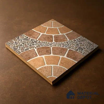Parking Floor Tile TL 00877 B Earth Brown | 16 x 16 inch | Anti Skid Matte Finish Heavy Duty Vitrified Tile - 12 mm | Suitable For Outdoor, Terrace, Balcony | Pattern Alignment May Vary | 2-3 mm Spacer is Mandatory