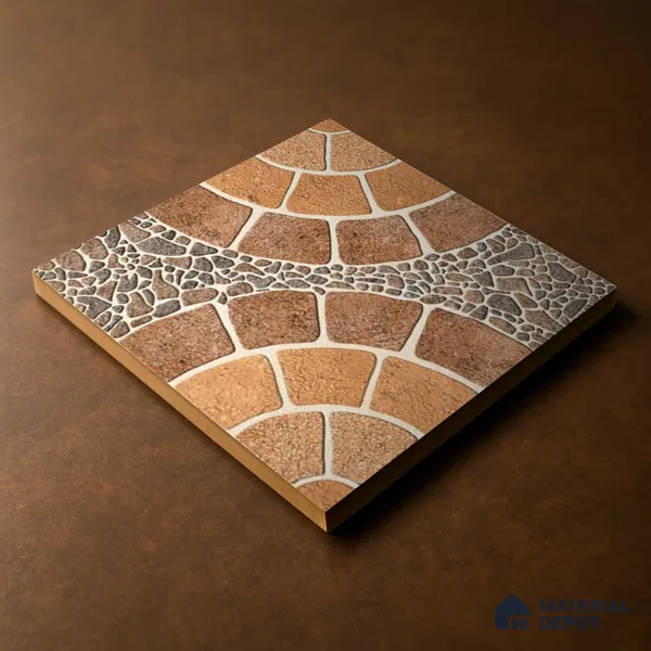 Parking Floor Tile TL 00877 B Earth Brown | 16 x 16 inch | Anti Skid Matte Finish Heavy Duty Vitrified Tile - 12 mm | Suitable For Outdoor, Terrace, Balcony | Pattern Alignment May Vary | 2-3 mm Spacer is Mandatory
