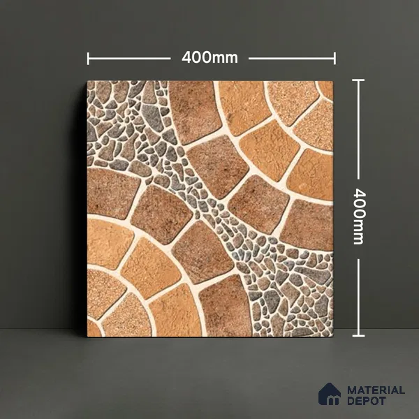 Parking Floor Tile TL 00877 B Earth Brown | 16 x 16 inch | Anti Skid Matte Finish Heavy Duty Vitrified Tile - 12 mm | Suitable For Outdoor, Terrace, Balcony | Pattern Alignment May Vary | 2-3 mm Spacer is Mandatory