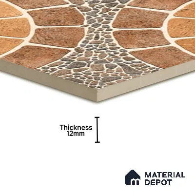 Parking Floor Tile TL 00877 B Earth Brown | 16 x 16 inch | Anti Skid Matte Finish Heavy Duty Vitrified Tile - 12 mm | Suitable For Outdoor, Terrace, Balcony | Pattern Alignment May Vary | 2-3 mm Spacer is Mandatory