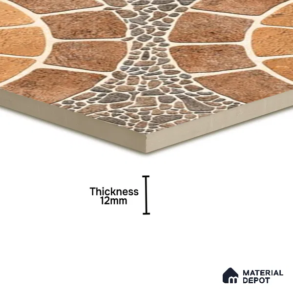 Parking Floor Tile TL 00877 B Earth Brown | 16 x 16 inch | Anti Skid Matte Finish Heavy Duty Vitrified Tile - 12 mm | Suitable For Outdoor, Terrace, Balcony | Pattern Alignment May Vary | 2-3 mm Spacer is Mandatory
