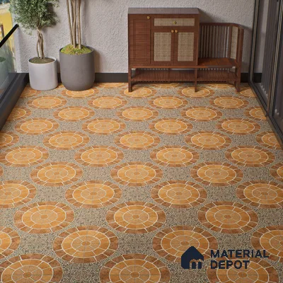 Parking Floor Tile TL 00877 B Earth Brown | 16 x 16 inch | Anti Skid Matte Finish Heavy Duty Vitrified Tile - 12 mm | Suitable For Outdoor, Terrace, Balcony | Pattern Alignment May Vary | 2-3 mm Spacer is Mandatory