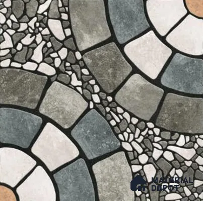Parking Floor Tile TL 00877 A White & Grey | 16 x 16 inch | Anti Skid Matte Finish Heavy Duty Vitrified Tile - 12 mm | Suitable For Outdoor, Terrace, Balcony | Pattern Alignment May Vary | 2-3 mm Spacer is Mandatory