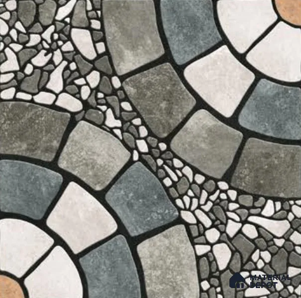 Parking Floor Tile TL 00877 A White & Grey | 16 x 16 inch | Anti Skid Matte Finish Heavy Duty Vitrified Tile - 12 mm | Suitable For Outdoor, Terrace, Balcony | Pattern Alignment May Vary | 2-3 mm Spacer is Mandatory
