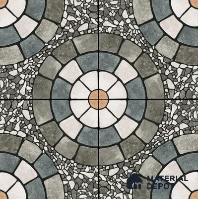 Parking Floor Tile TL 00877 A White & Grey | 16 x 16 inch | Anti Skid Matte Finish Heavy Duty Vitrified Tile - 12 mm | Suitable For Outdoor, Terrace, Balcony | Pattern Alignment May Vary | 2-3 mm Spacer is Mandatory
