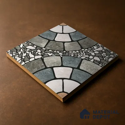 Parking Floor Tile TL 00877 A White & Grey | 16 x 16 inch | Anti Skid Matte Finish Heavy Duty Vitrified Tile - 12 mm | Suitable For Outdoor, Terrace, Balcony | Pattern Alignment May Vary | 2-3 mm Spacer is Mandatory