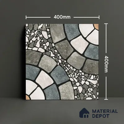 Parking Floor Tile TL 00877 A White & Grey | 16 x 16 inch | Anti Skid Matte Finish Heavy Duty Vitrified Tile - 12 mm | Suitable For Outdoor, Terrace, Balcony | Pattern Alignment May Vary | 2-3 mm Spacer is Mandatory