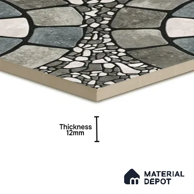 Parking Floor Tile TL 00877 A White & Grey | 16 x 16 inch | Anti Skid Matte Finish Heavy Duty Vitrified Tile - 12 mm | Suitable For Outdoor, Terrace, Balcony | Pattern Alignment May Vary | 2-3 mm Spacer is Mandatory