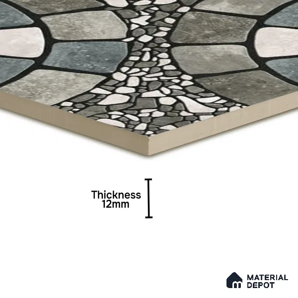 Parking Floor Tile TL 00877 A White & Grey | 16 x 16 inch | Anti Skid Matte Finish Heavy Duty Vitrified Tile - 12 mm | Suitable For Outdoor, Terrace, Balcony | Pattern Alignment May Vary | 2-3 mm Spacer is Mandatory