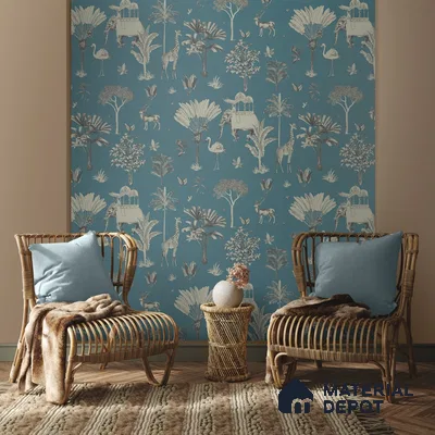 Itihaas, Indian Theme Room Wallpaper, Blue Sukoon Series Canvas Patterned Design (Customised Size Wallpaper)