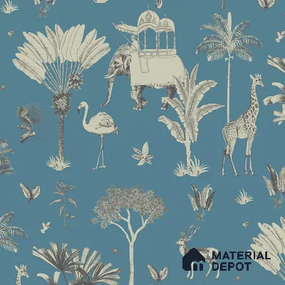 Itihaas, Indian Theme Room Wallpaper, Blue Sukoon Series Canvas Patterned Design (Customised Size Wallpaper)