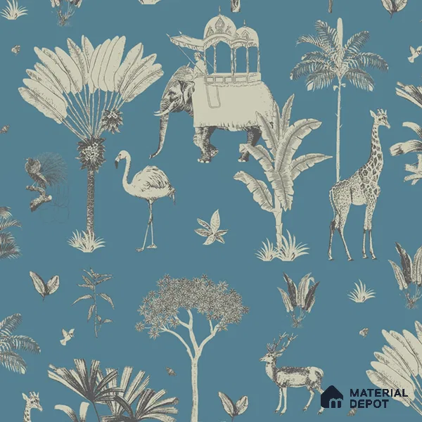 Itihaas, Indian Theme Room Wallpaper, Blue Sukoon Series Canvas Patterned Design (Customised Size Wallpaper)