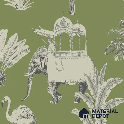 Itihaas, Indian Theme Room Wallpaper, Green Sukoon Series Canvas Patterned Design (Customised Size Wallpaper)