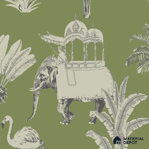 Itihaas, Indian Theme Room Wallpaper, Green Sukoon Series Handmade Patterned Design (Customised Size Wallpaper)