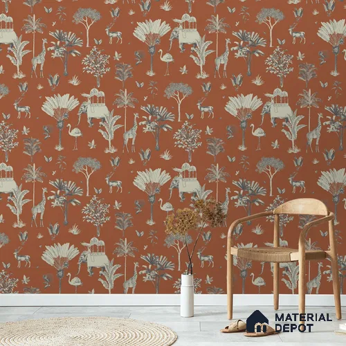 H900512 Itihaas, Indian Theme Room Wallpaper, Red Sukoon Series Canvas Patterned Design (Customised Size Wallpaper)