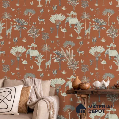 Itihaas, Indian Theme Room Wallpaper, Red Sukoon Series Handmade Patterned Design (Customised Size Wallpaper)
