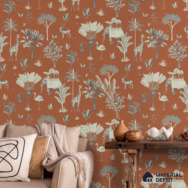 Itihaas, Indian Theme Room Wallpaper, Red Sukoon Series Handmade Patterned Design (Customised Size Wallpaper)