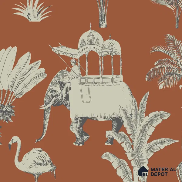 Itihaas, Indian Theme Room Wallpaper, Red Sukoon Series Handmade Patterned Design (Customised Size Wallpaper)