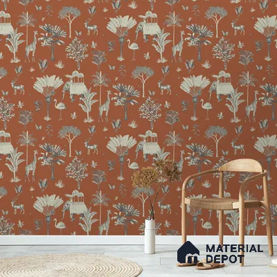 Itihaas, Indian Theme Room Wallpaper, Red Sukoon Series Handmade Patterned Design (Customised Size Wallpaper)