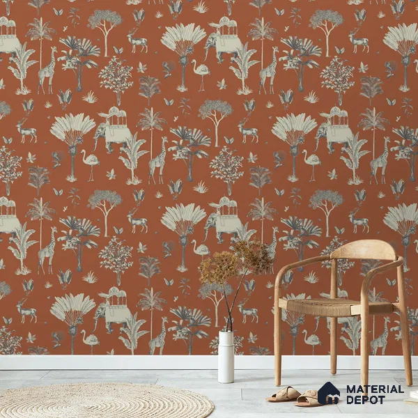 Itihaas, Indian Theme Room Wallpaper, Red Sukoon Series Handmade Patterned Design (Customised Size Wallpaper)