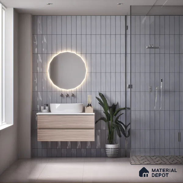 Subway Wall Tile TL 04967 B El Clasico Plain Kasol Grey 12 x 4 inch Ceramic Glossy Finish - 7.5 mm | Suitable for Highlighter Walls, Foyer, Bathroom, Kitchen Wall & Backsplashes