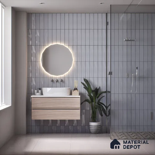 Subway Wall Tile TL 04967 B El Clasico Plain Kasol Grey 12 x 4 inch Ceramic Glossy Finish - 7.5 mm | Suitable for Highlighter Walls, Foyer, Bathroom, Kitchen Wall & Backsplashes
