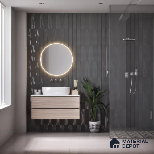 Subway Wall Tile TL 04967 C El Clasico Plain Caribou Noir 12 x 4 inch Ceramic Glossy Finish - 7.5 mm | Suitable for Highlighter Walls, Foyer, Bathroom, Kitchen Wall & Backsplashes