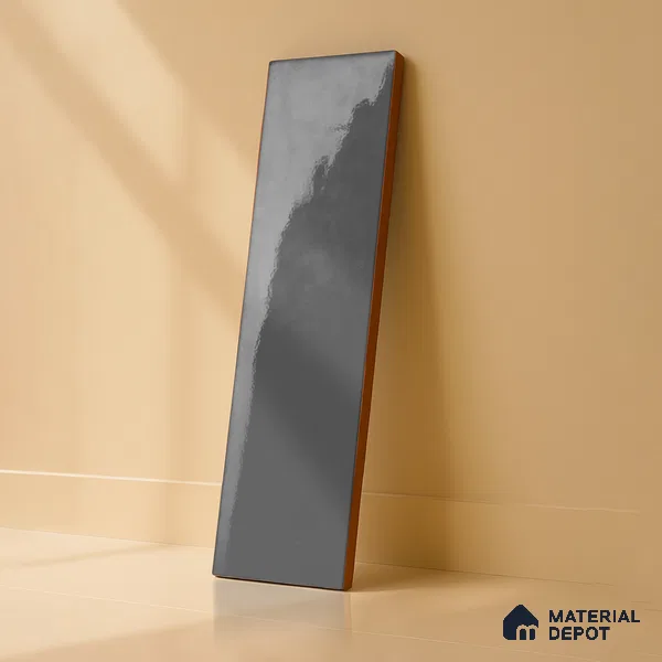 Subway Wall Tile TL 04967 C El Clasico Plain Caribou Noir 12 x 4 inch Ceramic Glossy Finish - 7.5 mm | Suitable for Highlighter Walls, Foyer, Bathroom, Kitchen Wall & Backsplashes (Sample)